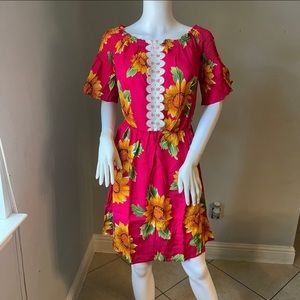 New Women’s Pink Sunflower Mini Dress size XXL For size 14 
It runs small